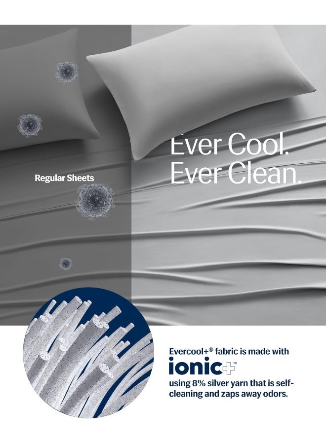 REST® Evercool®+ Starter Sheet Set, Queen, Light Gray, Breathable Bed Sheets for Hot Sleeper and Night Sweats, with Pillowcases, Ionic+ Self-Cleaning Silver Yarn for Sensitive Skin, 3PCS No Flat Sheet - Image 4
